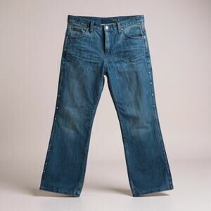 Womens 70s Vintage Time And Place Denim Flare Studded Jeans 10